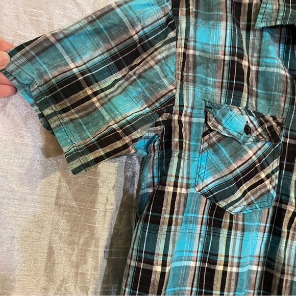 CHOR Men’s madras plaid cotton short sleeve button down shirt GUC SZ M - Picture 2 of 5